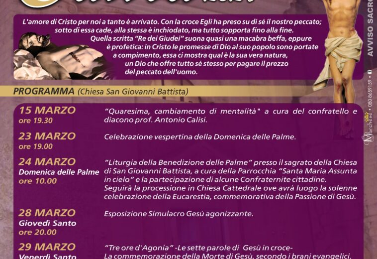 Giovinazzo: Settimana Santa 2024 Arciconfraternita Maria SS. del Carmine