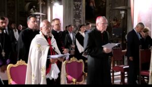 Un momento della preghiera per la pace